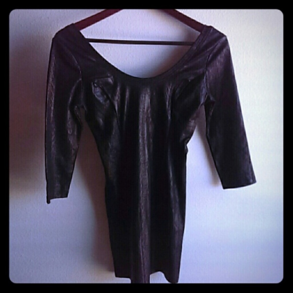 Obey Faux Leather Mini Dress Black XS